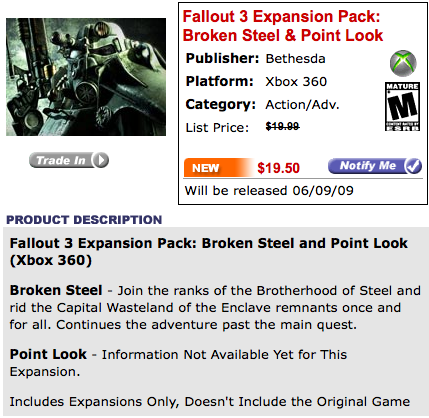 Fallout 3 “Point Look” Expansion Leaked?